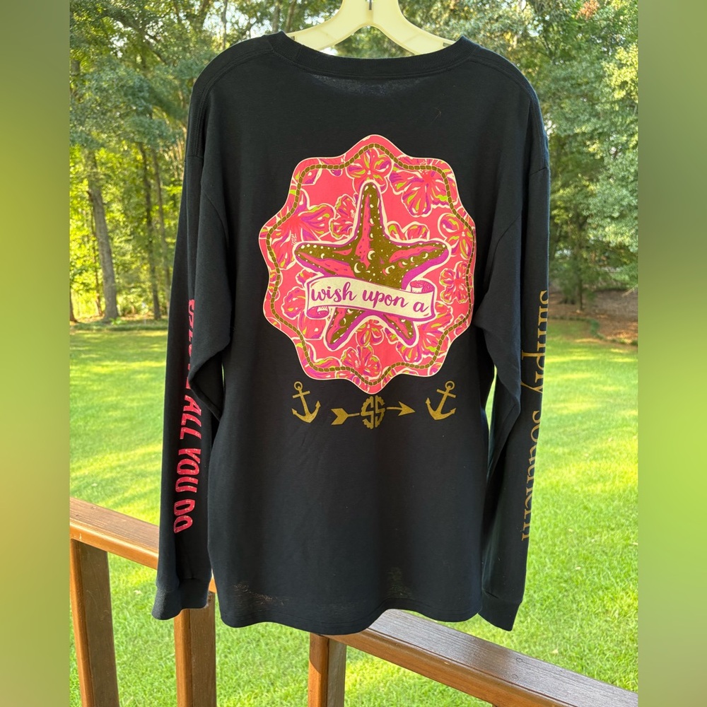 Simply Southern Collection “Wish Upon a Star” Navy Long Sleeve T-Shirt Women’s L